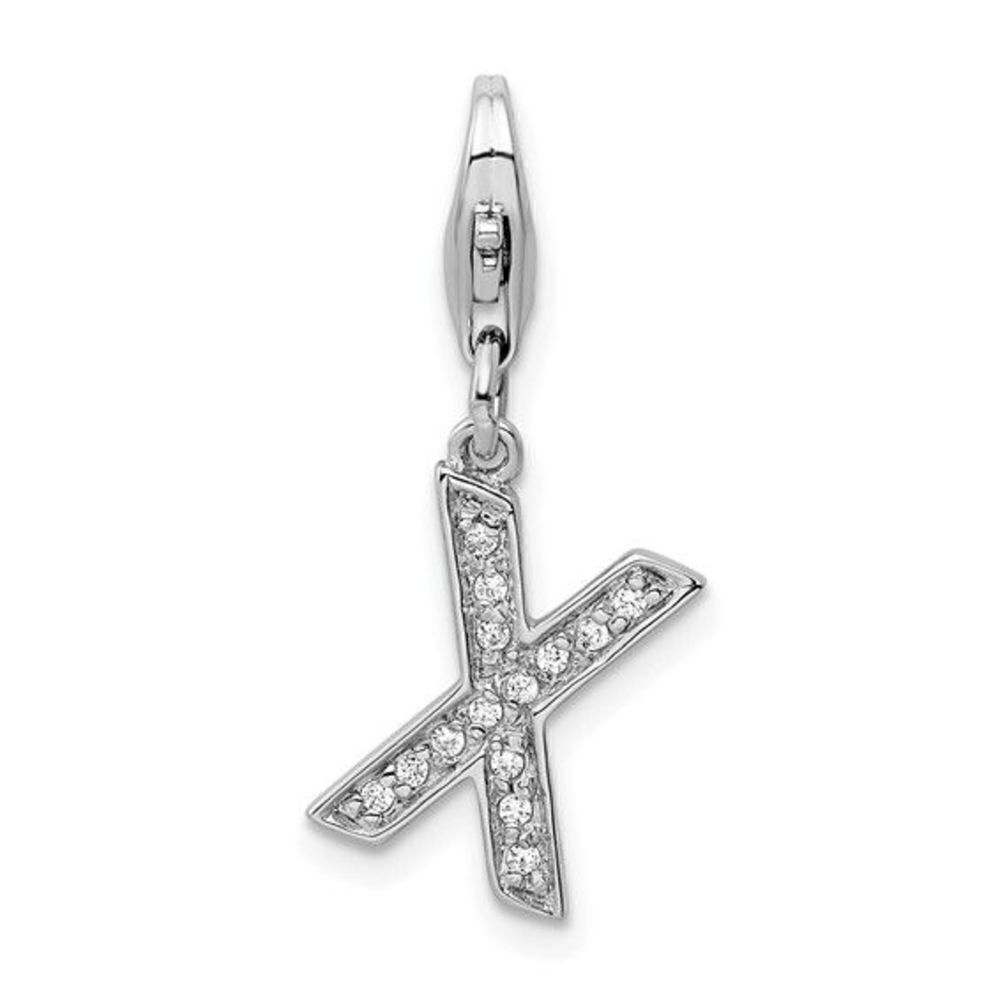 Amore La Vita Sterling Silver Rhodium-plated Polished CZ Letter X Initial Charm